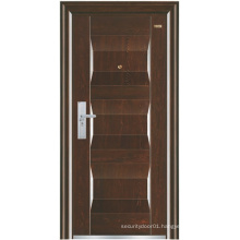 Walnut Colour Panel Steel Security Door